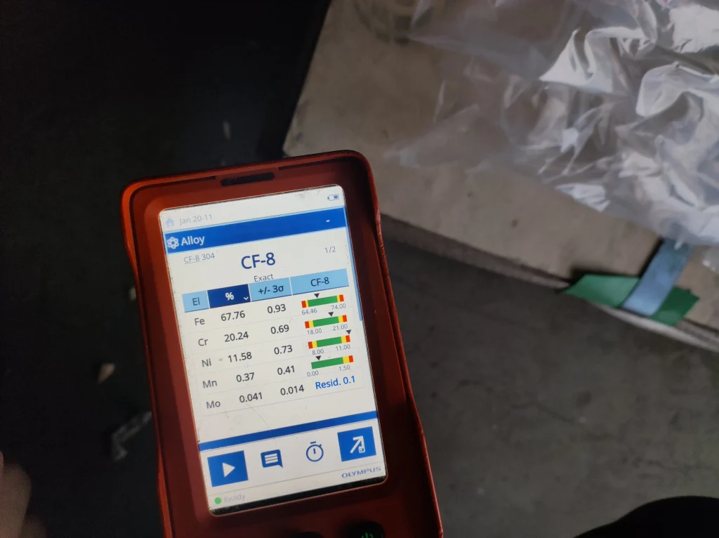 PMI Testing For Alloy CF-8 Products