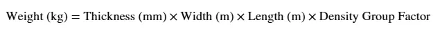 weight of a stainless steel plate - formula