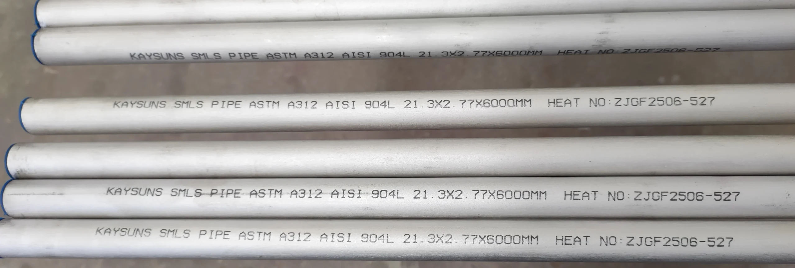 KAYSUNS SMLS PIPE ASTM A312 AISI 904L 21.3 x 2.77 x 6000MM HEAT NO ZJGF2506-527