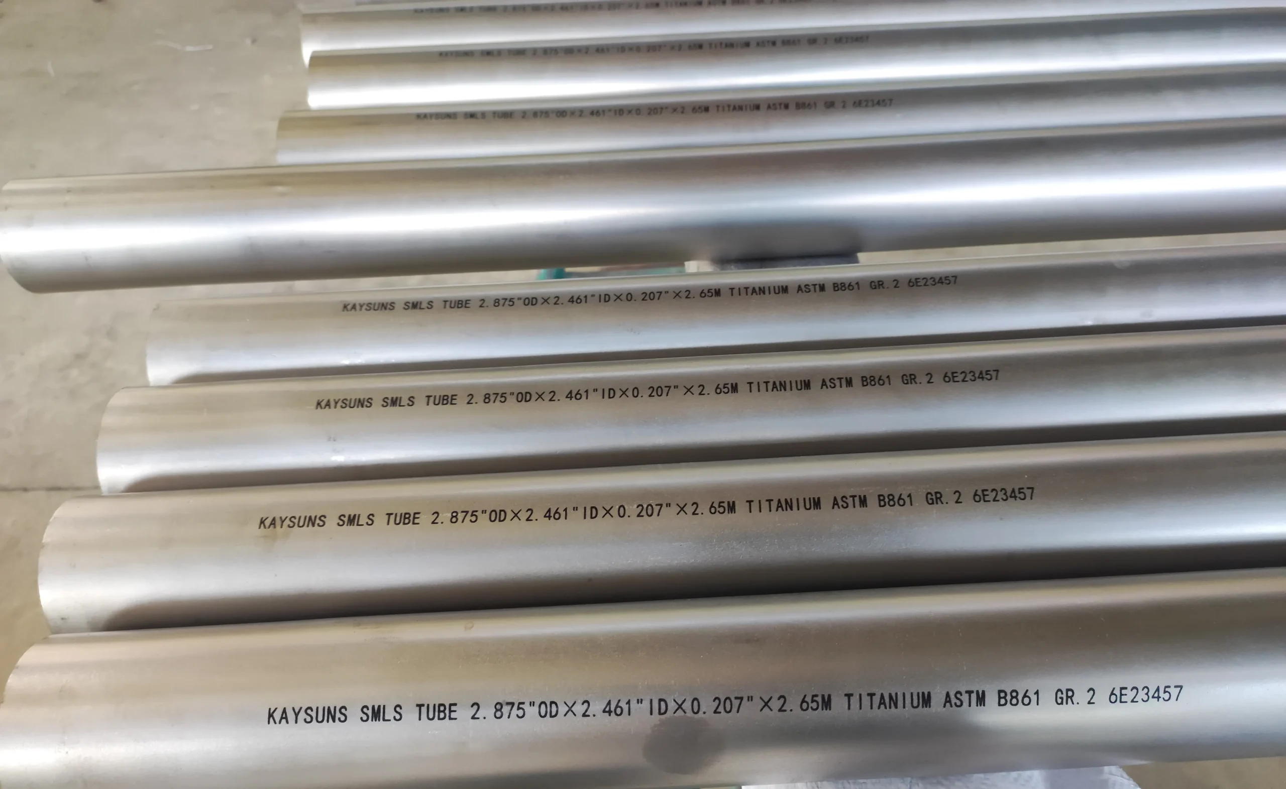 Kaysuns SMLS TUBE 2.875'' OD × 2.461'' ID × 0.207'' × 2.65M TITANIUM ASTM B861 GR.2 6E23457